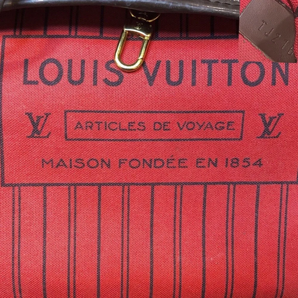 LOUIS VUITTON Damier Ebene Neverfull GM Red Interior Dust Bag Organizer